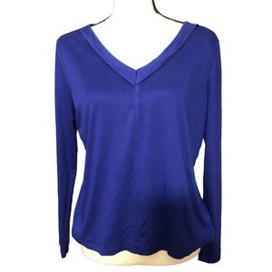 TALBOTS Minimalist Supima Cotton Blend Top Mini Sailor Collar Royal Blue Sz M